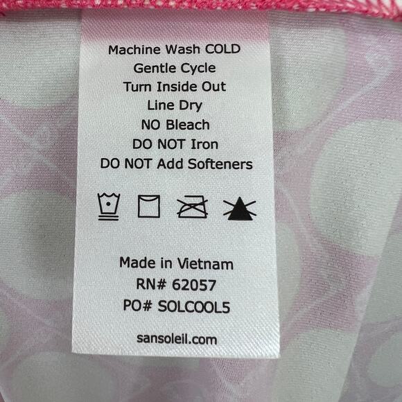 NWT SANSOLEIL Seeing Spots Pink Lime SolCool Short Sleeve Polo Golf Top Size S - Picture 8 of 10